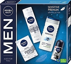 Kup Zestaw - NIVEA MEN Sensitive Premium (sh/gel/250ml + deo/50ml + ash/balm/100ml + foam/200ml)
