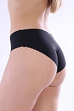 Damskie figi bikini midi, wycinane laserowo, czarne - Moraj  — Zdjęcie N3