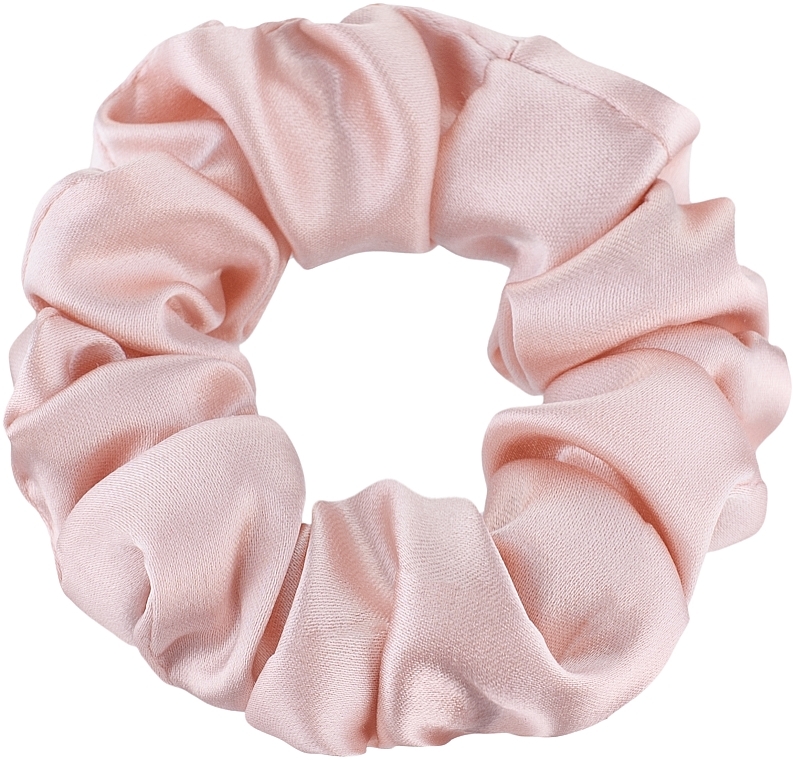 Gumka-scrunchie do włosów z naturalnego jedwabiu, pudrowy róż Midi - MAKEUP — Zdjęcie N1