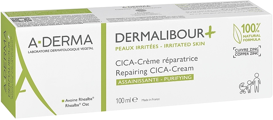 Regenerujący krem do twarzy, ciała i błon śluzowych dla niemowląt, dzieci i dorosłych - A-Derma Dermalibour + Repairing CICA-Cream — Zdjęcie N4