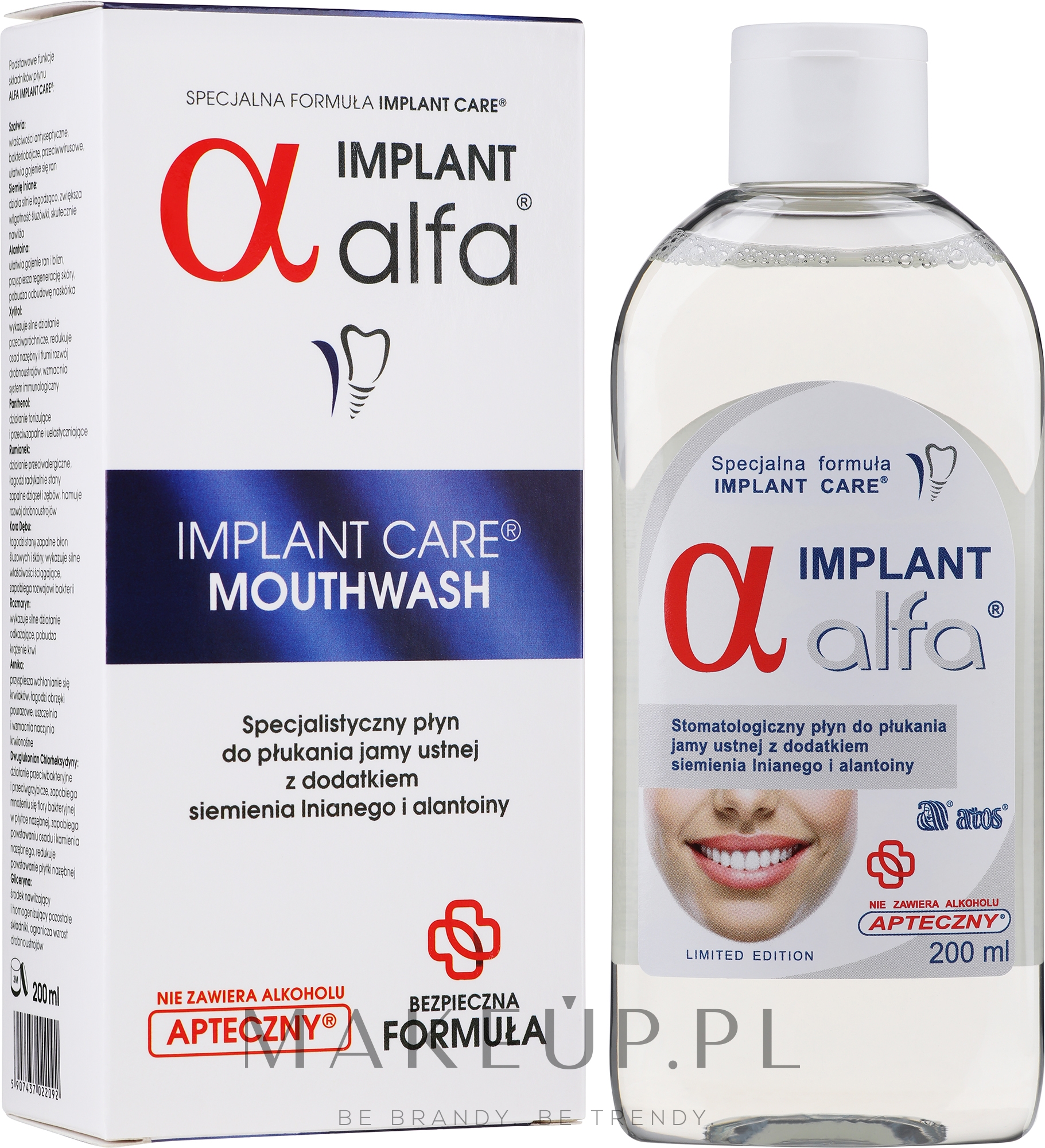 Specjalistyczny środek do płukania dla pacjentów z implantami - Alfa Implant Care Mouthwash — Zdjęcie 200 ml