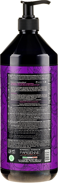 Szampon do włosów blond z organicznym ekstraktem z migdałów - Black Professional Line Platinum Absolute Blond Shampoo — Zdjęcie N4