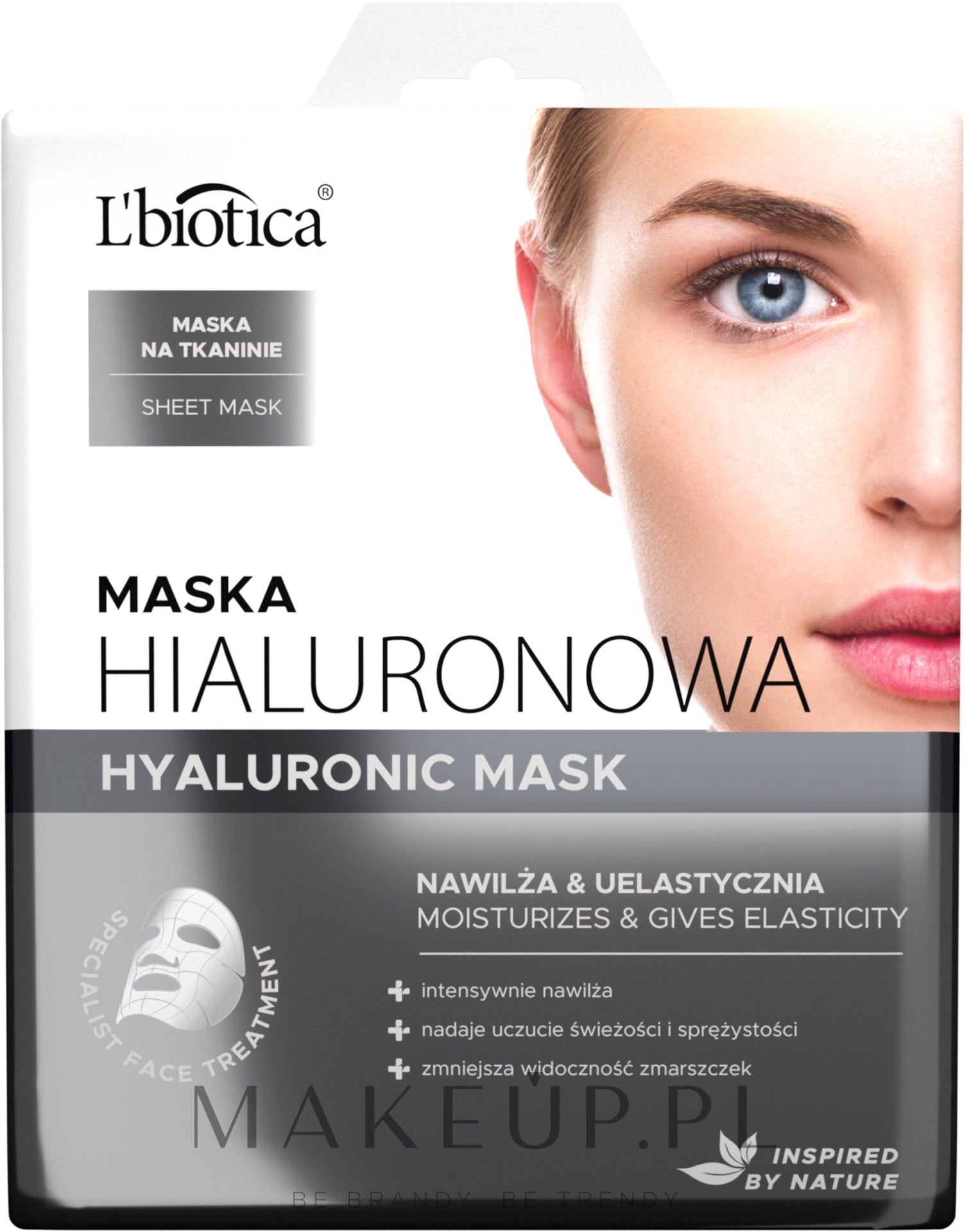 Maska hialuronowa na tkaninie Nawilża i uelastycznia - L'biotica — Zdjęcie 23 ml