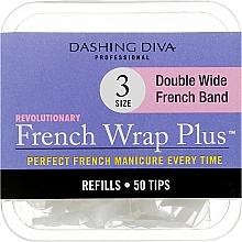 Kup Tipsy - Dashing Diva French Wrap Plus Double Wide White 50 Tips (Size 3)