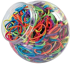 Zestaw kolorowych gumek do włosów Neon, 42065, 600 szt. - Top Choice Hair Bands With Metal Clip — Zdjęcie N1