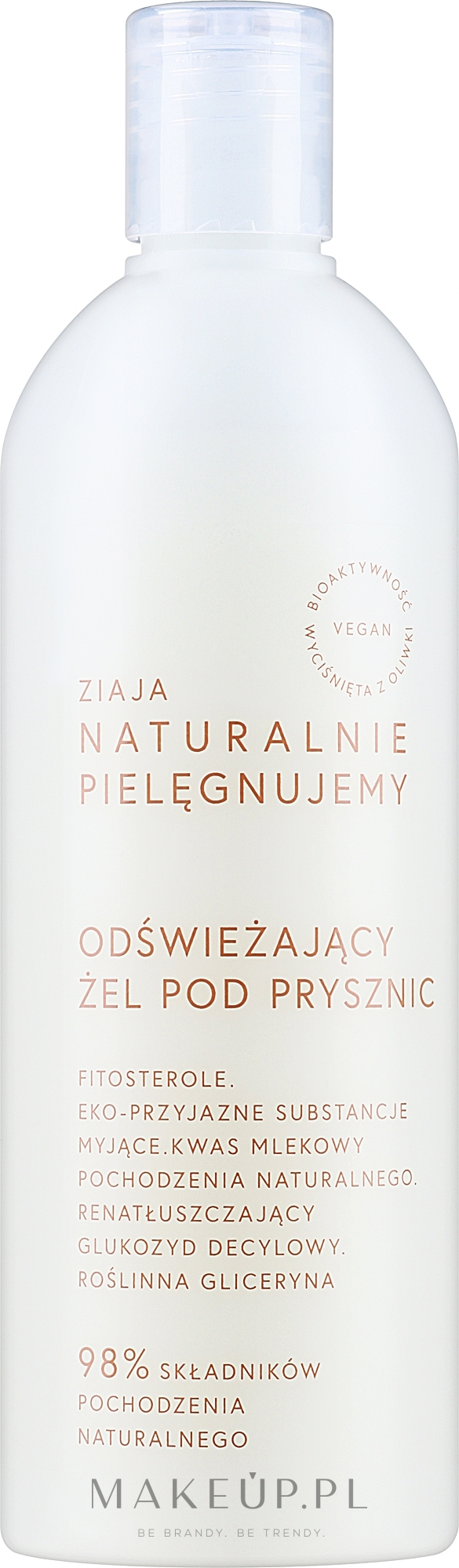 Odświeżający żel pod prysznic - Ziaja Naturalnie Pielęgnujemy Gel — Zdjęcie 400 ml