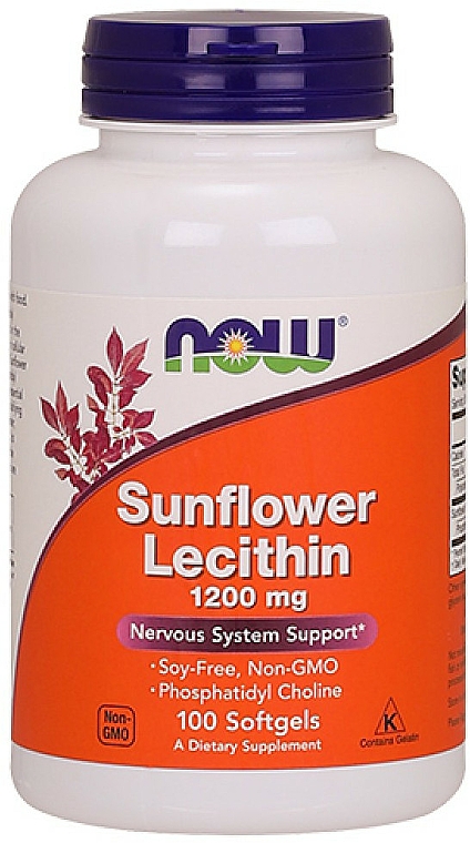 Lecytyna słonecznikowa 1200 mg , żelatynowe kapsułki - Now Foods Sunflower Lecithin 1200mg Softgels — Zdjęcie N1