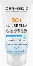 Ultralekki krem ​​ochronny SPF 50+ dla skóry naczyniowej i nadreaktywnej - Dermedic 50+ Sunbrella Ultra-light Fluid — Zdjęcie N1