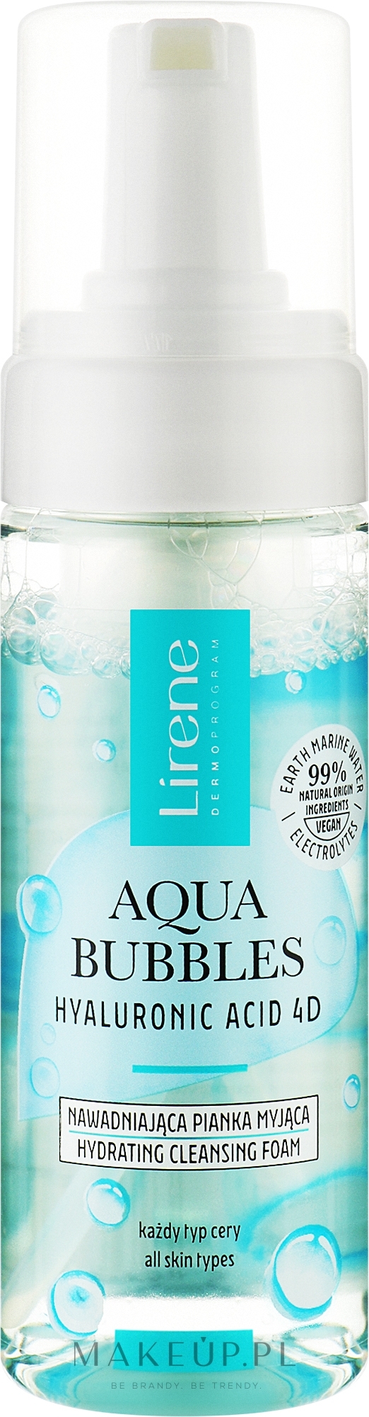 Nawilżająca pianka do mycia twarzy - Lirene Aqua Bubbles Hyaluronic Acid 4D Hydrating Washing Foam — Zdjęcie 150 ml