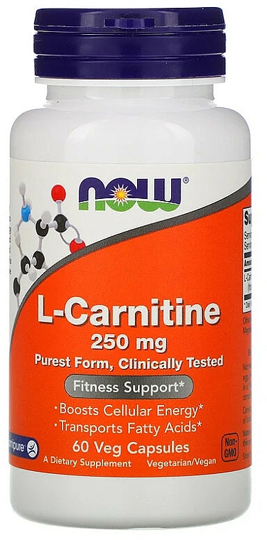 Kapsułki L-karnityna, 250 mg - Now Foods L-Carnitine — Zdjęcie N1