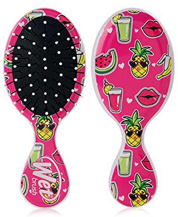 Mini szczotka do włosów - Wet Brush Mini Detangler Happy Hair Brush Smiley Pineapple — Zdjęcie N1