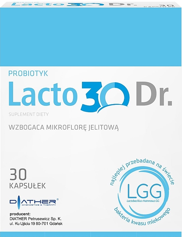 Probiotyk przywracający mikroflorę jelitową - Diather Diagnostics & Therapy Lacto30Dr. — Zdjęcie N1