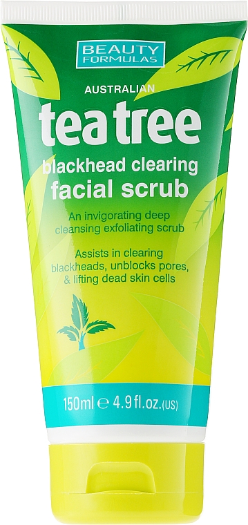 PREZENT! Oczyszczający peeling do twarzy przeciw wągrom Drzewo herbaciane - Beauty Formulas Tea Tree Facial Scrub — Zdjęcie N1