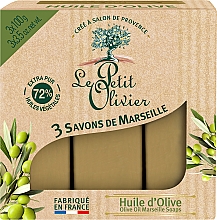 Kup Zestaw 3 tradycyjnych mydeł francuskich Oliwa z oliwek - Le Petit Olivier 3 traditional Marseille soaps Olive oil