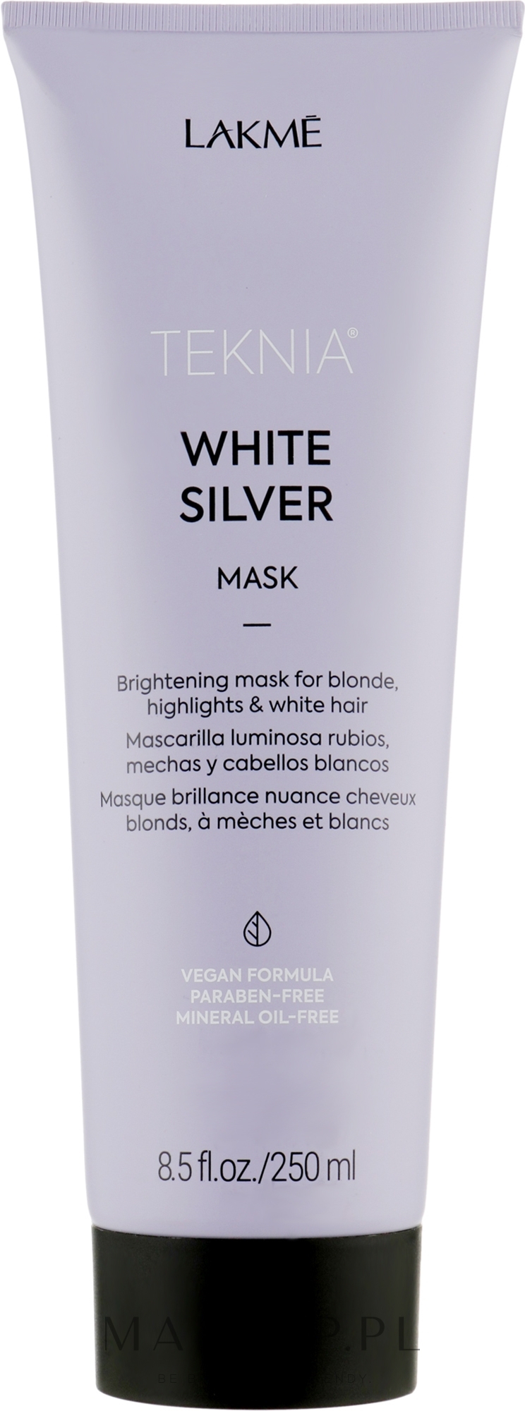 Rozjaśniająca maska do włosów blond, siwych i z pasemkami - Lakmé Teknia White Silver Mask — Zdjęcie 250 ml