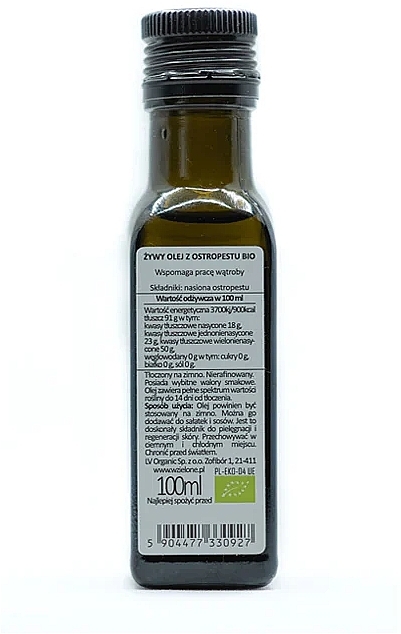 Olej z ostropestu - LOV Organic Living Milk Thistle Oil Cold Pressed — Zdjęcie N2