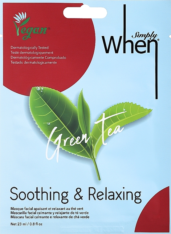 Kojąca maseczka relaksująca do twarzy - Simply When Green Tea Soothing & Relaxing Face Mask — Zdjęcie N1