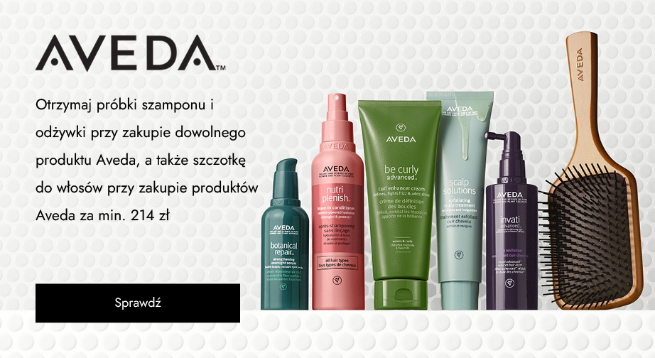 Otrzymaj próbki szamponu i odżywki przy zakupie dowolnego produktu Aveda, a także szczotkę do włosów przy zakupie produktów Aveda za min. 214 zł.