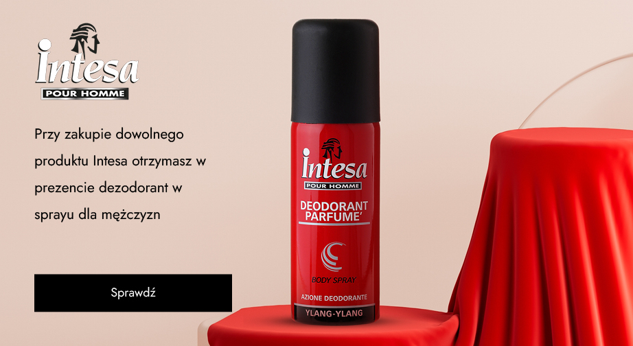 Przy zakupie dowolnego produktu Intesa otrzymasz w prezencie dezodorant w sprayu dla mężczyzn.