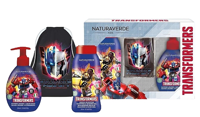 Zestaw - Naturaverde Kids Transformers (sh/gel/250ml + liquid/soap/250ml + bag) — Zdjęcie N2