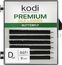 Sztuczne rzęsy Butterfly Green D 0.07 (6 rzędów: 9 mm) - Kodi Professional — Zdjęcie N1