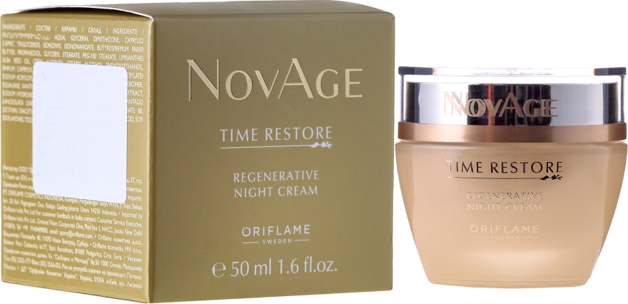 Odmładzający krem do twarzy na noc - Oriflame NovAge Time Restore Regenerative Night Cream — Zdjęcie N1