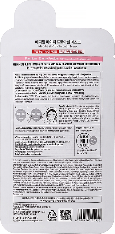 Liftingująca maska z aminokwasami do twarzy - Mediheal P:EP Firming Proatin Mask — Zdjęcie N2