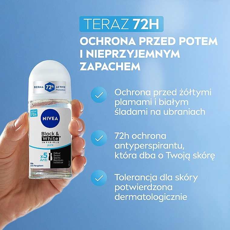 Antyperspirant w kulce - NIVEA Black & White Invisible Pure — Zdjęcie N3