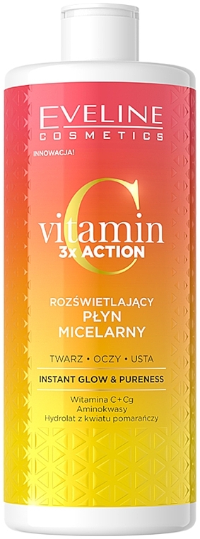 Rozświetlający płyn micelarny - Eveline Cosmetics Vitamin C 3x Action 