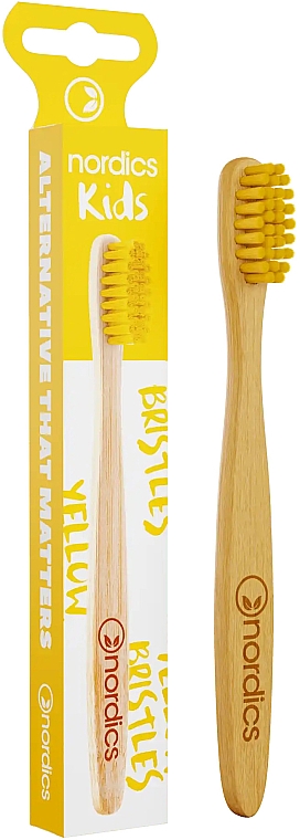 Bambusowa szczoteczka dla dzieci, miękka, żółta - Nordics Bamboo Toothbrush — Zdjęcie N1