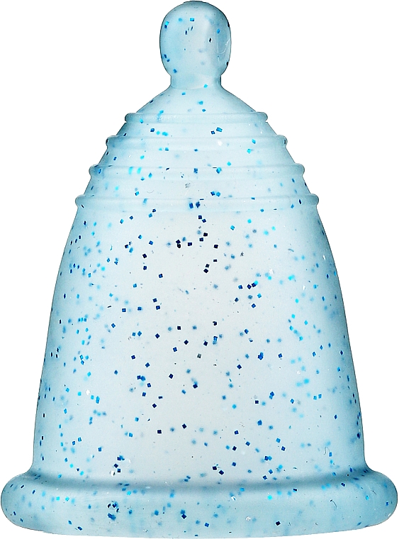 Kubeczek menstruacyjny, rozmiar S, brokatowy niebieski - MeLuna Classic Menstrual Cup  — Zdjęcie N1