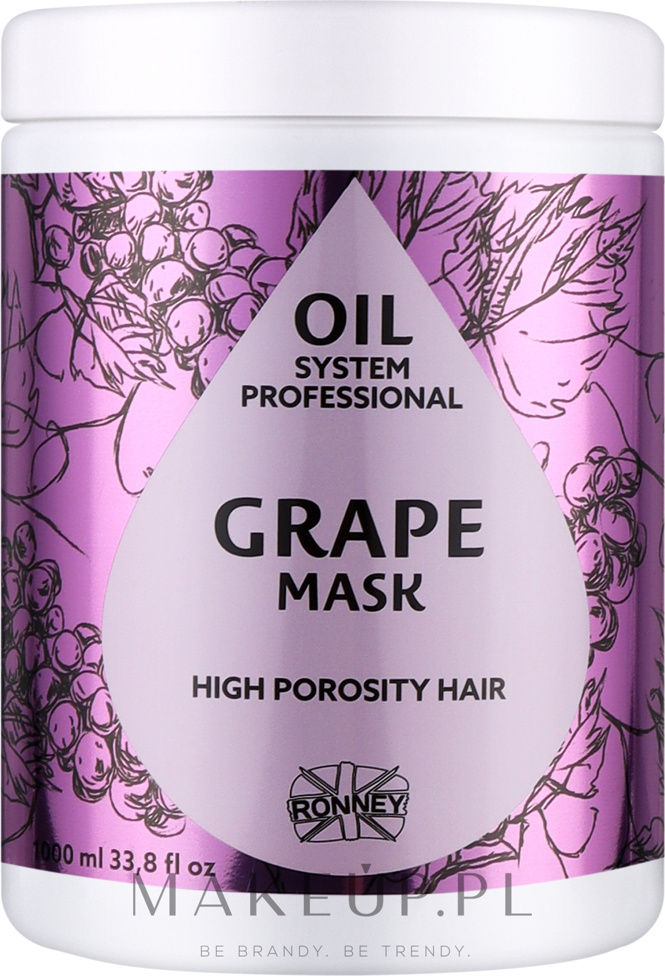 Maska do włosów wysokoporowatych z olejkiem winogronowym - Ronney Professional Oil System High Porosity Hair Grape Mask — Zdjęcie 1000 ml