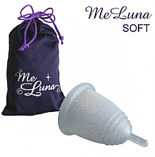 Kup Kubeczek menstruacyjny z nóżką, rozmiar M, srebrny brokat	 - MeLuna Soft Menstrual Cup 