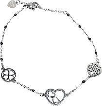 Bransoletka damska, serce i dwa kółka, srebrna - Lolita Accessories — Zdjęcie N1