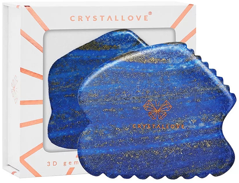 Masażer Guasha do twarzy wykonany z lapis lazuli, niebieski - Crystallove Lapis Lazuli Contour Gua Sha — Zdjęcie N2