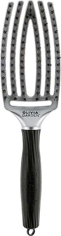 Szczotka z naturalnym włosiem - Olivia Garden Finger Brush Combo Trinity Purity White Gold — Zdjęcie N1