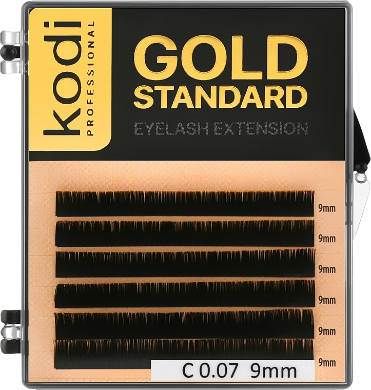 Sztuczne rzęsy Gold Standart C 0.07 (6 rzędów: 9 mm) - Kodi Professional — Zdjęcie N1