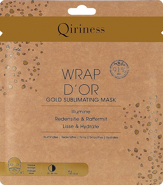 Hydrożelowa maseczka na twarz z 24-karatowym złotem - Qiriness Wrap d’Or Gold Sublimating Mask — Zdjęcie N1