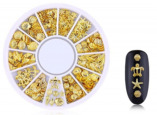 Złote ozdoby do paznokci - Deni Carte Nail Art Decorations Sea Set — Zdjęcie N1