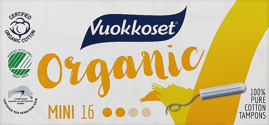 Organiczne minitampony bez aplikatora, 16 szt. - Vuokkoset Organic Mini Tampons — Zdjęcie N1