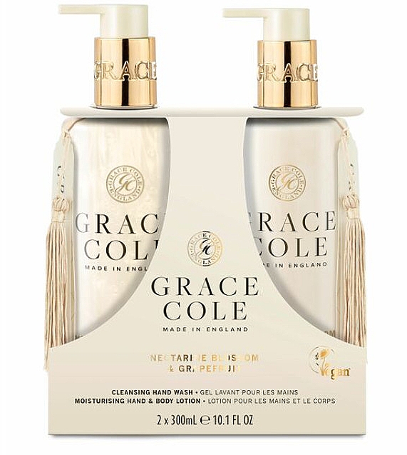 Zestaw - Grace Cole Boutique Hand Care Duo Nectarine Blossom & Grapefruit (h/wash/300ml + h/lot/300ml) — Zdjęcie N1