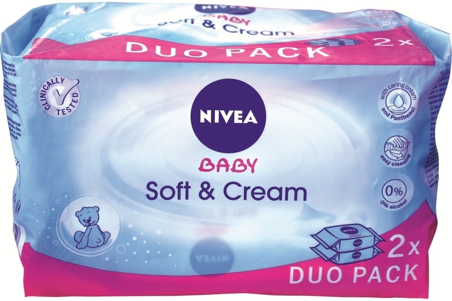 Chusteczki pielęgnacyjne dla dzieci Duo Pack 2x63 szt - NIVEA BABY Soft & Cream — Zdjęcie N4
