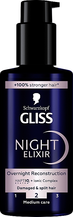 Eliksir do włosów zniszczonych z rozdwojonymi końcówkami - Gliss Hair Repair Night Elixir Overnight Reconstruction