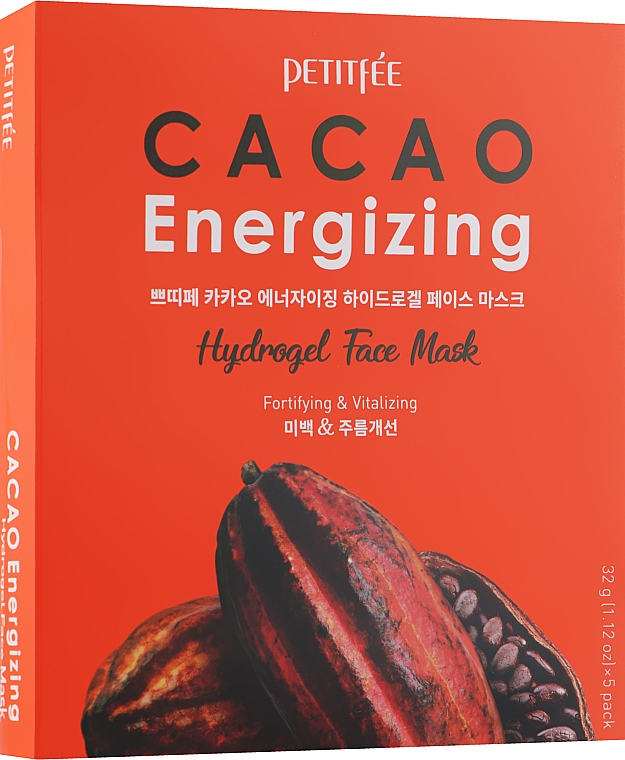 Tonizująca maska hydrożelowa do twarzy z ekstraktem z kakao - Petitfee & Koelf Cacao Energizing Hydrogel Face Mask