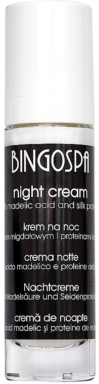 Krem na noc z kwasem migdałowym i proteinami jedwabiu - BingoSpa Night Cream With Almond Acid — Zdjęcie N1