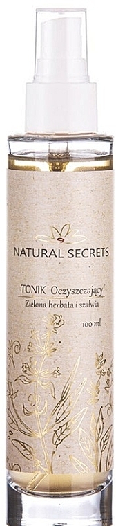 Tonik oczyszczający Zielona herbata i szałwia - Natural Secrets Cleansing Tonic (szkło) — Zdjęcie N1