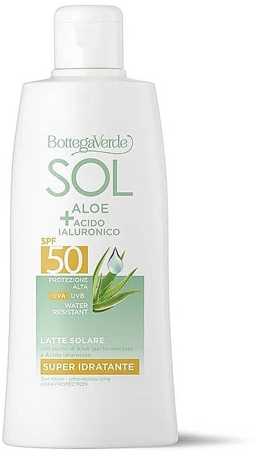 Lotion przeciwsłoneczny z aloesem i kwasem hialuronowym - Bottega Verde Sol Aloe + Hyaluronic Acid Sun Lotion SPF 50 — Zdjęcie N1