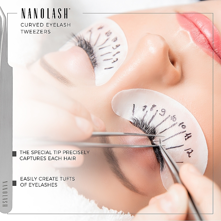 Pęseta do sztucznych rzęs, zakrzywiona - Nanolash Eyelash Tweezers Curved — Zdjęcie N3