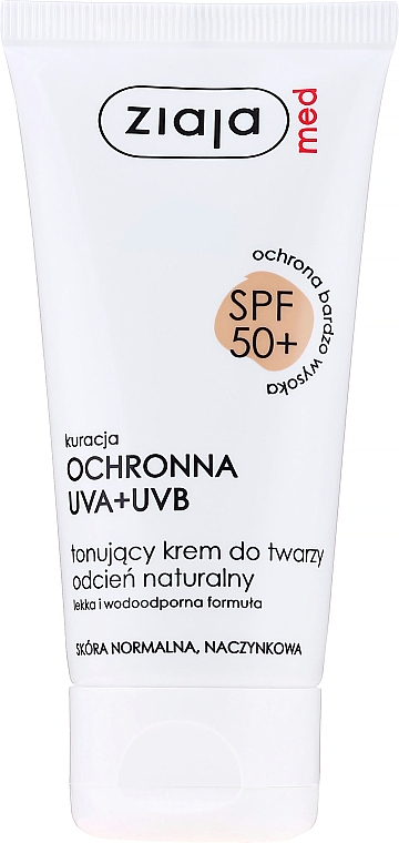 Tonujący krem do twarzy odcień naturalny SPF 50+ - Ziaja Med Toning Face Cream Natural Shade UVA+UVB