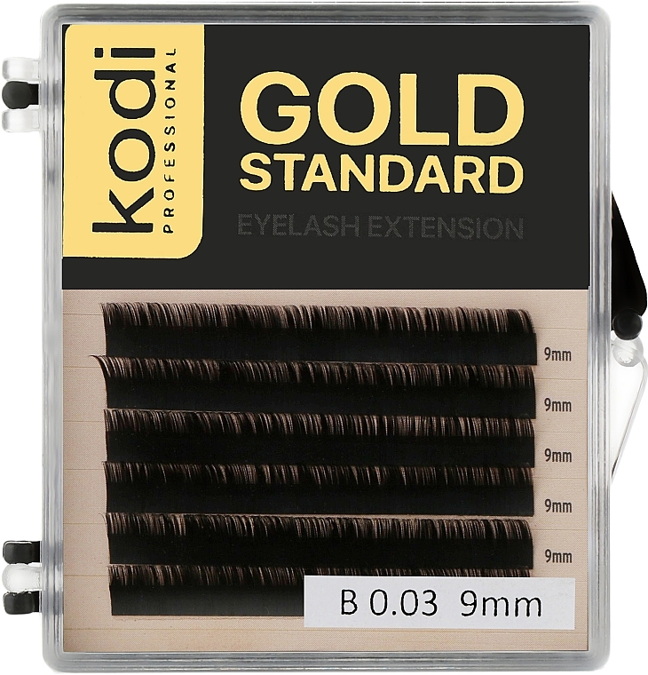 Sztuczne rzęsy Gold Standart B 0.03 (6 rzędów: 9 mm) - Kodi Professional — Zdjęcie N1